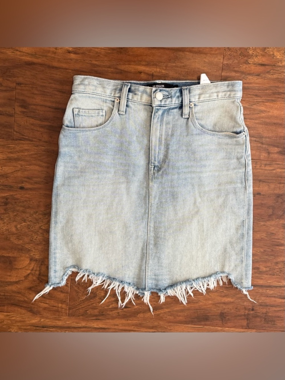 HUDSON Denim Jean Skirt Raw Hem Light Blue Boho Festival Concert Size 25